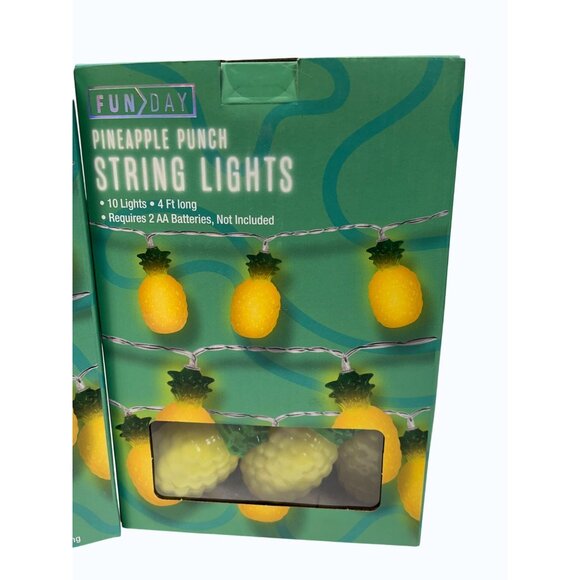 3 pk Funday Pineapple String Lights 10 Lights 4 Ft Long Battery Operated Cruise - Picture 4 of 4